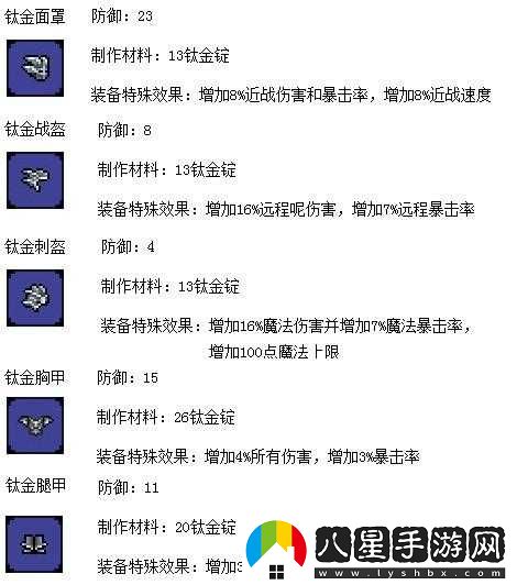 泰拉瑞亞硬腦膜鈦金裝備及制作介紹
