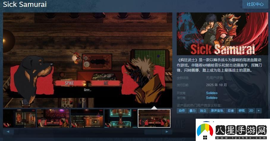 動作游戲瘋狂武士Steam頁面上線
