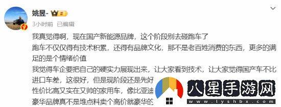 博主建議國產(chǎn)新能源暫時別碰跑車