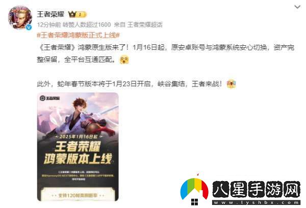 王者鴻蒙版正式上線