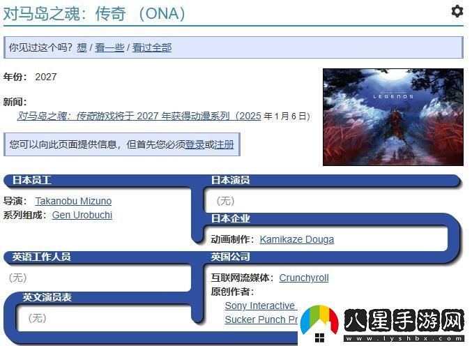 虛淵玄加盟對馬島之魂改編動畫