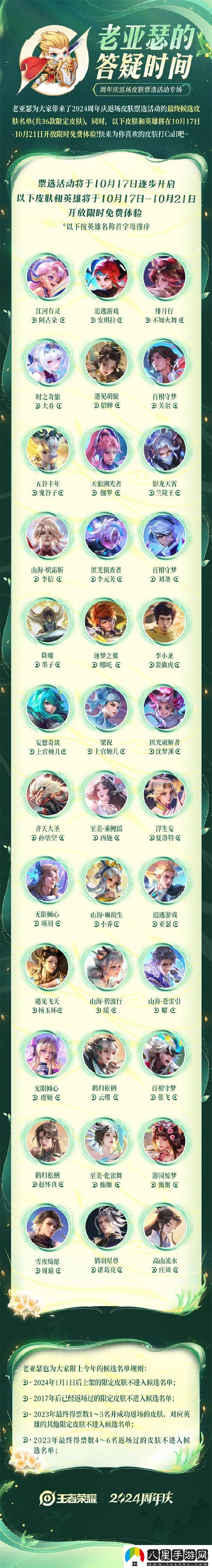 王者榮耀2024周年慶皮膚返場(chǎng)票選活動(dòng)怎么參加2024周年慶皮膚返場(chǎng)票選活動(dòng)參加方法